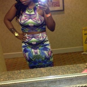 Two Piece Crop Top Skirt Set